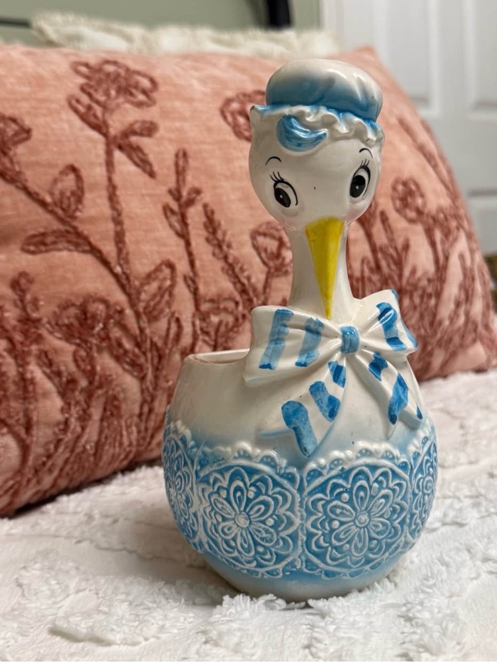 Vintage It’s a Boy Stork Ceramic Floral Planter
